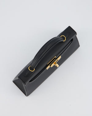 Hermès Mini Kelly II Bag in Noir Epsom Leather with Gold Hardware