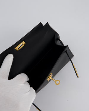 Hermès Mini Kelly II Bag in Noir Epsom Leather with Gold Hardware