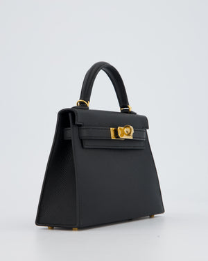 Hermès Mini Kelly II Bag in Noir Epsom Leather with Gold Hardware