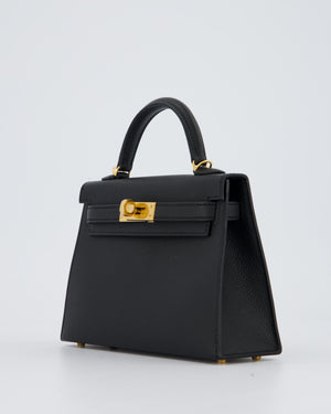 Hermès Mini Kelly II Bag in Noir Epsom Leather with Gold Hardware