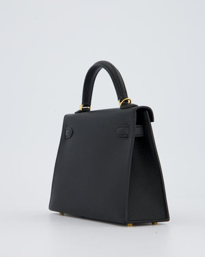 Hermès Mini Kelly II Bag in Noir Epsom Leather with Gold Hardware