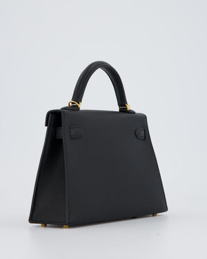 Hermès Mini Kelly II Bag in Noir Epsom Leather with Gold Hardware