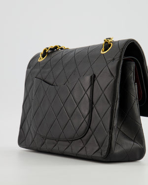 Chanel Vintage Medium Classic Double Flap Bag in Black Lambskin Leather with 24k Gold Hardware