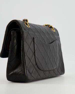 Chanel Vintage Medium Classic Double Flap Bag in Black Lambskin Leather with 24k Gold Hardware
