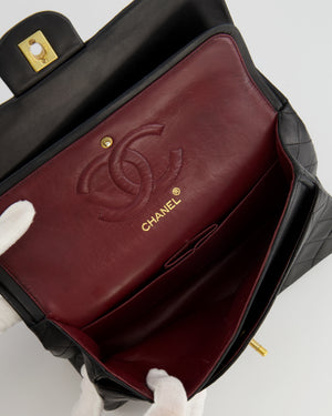 Chanel Vintage Medium Classic Double Flap Bag in Black Lambskin Leather with 24k Gold Hardware