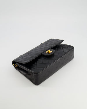 Chanel Vintage Medium Classic Double Flap Bag in Black Lambskin Leather with 24k Gold Hardware