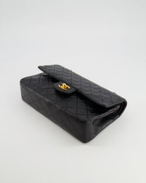 Chanel Vintage Medium Classic Double Flap Bag in Black Lambskin Leather with 24k Gold Hardware