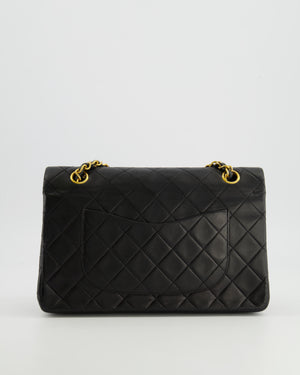 Chanel Vintage Medium Classic Double Flap Bag in Black Lambskin Leather with 24k Gold Hardware