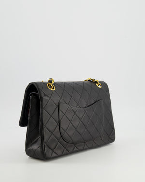 Chanel Vintage Medium Classic Double Flap Bag in Black Lambskin Leather with 24k Gold Hardware