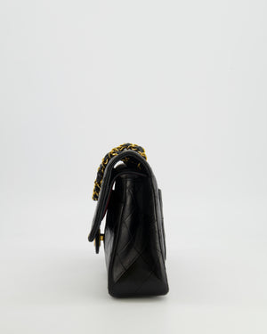 Chanel Vintage Medium Classic Double Flap Bag in Black Lambskin Leather with 24k Gold Hardware