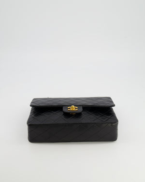 Chanel Vintage Medium Classic Double Flap Bag in Black Lambskin Leather with 24k Gold Hardware