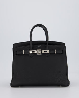 Hermès Birkin 25 Retourne Bag in Noir Togo Leather with Palladium Hardware