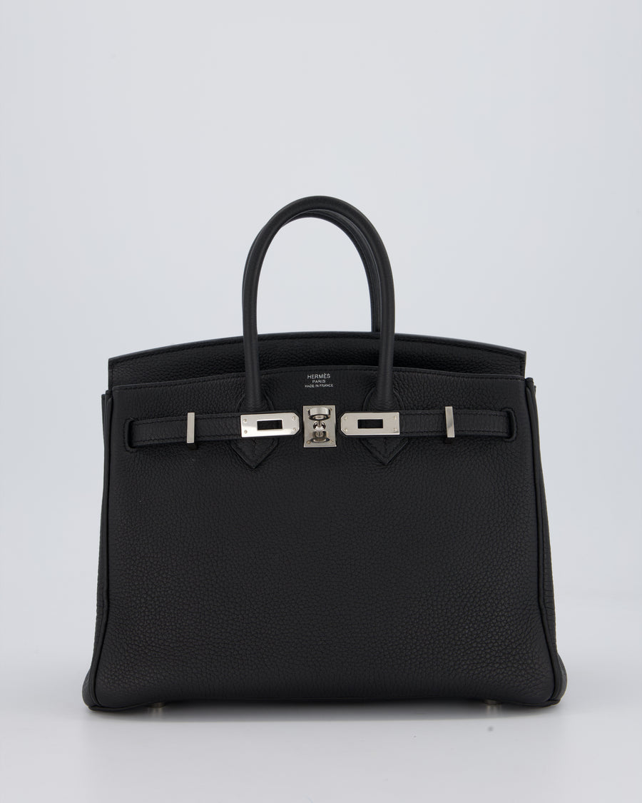 Hermès Birkin 25 Retourne Bag in Noir Togo Leather with Palladium Hardware