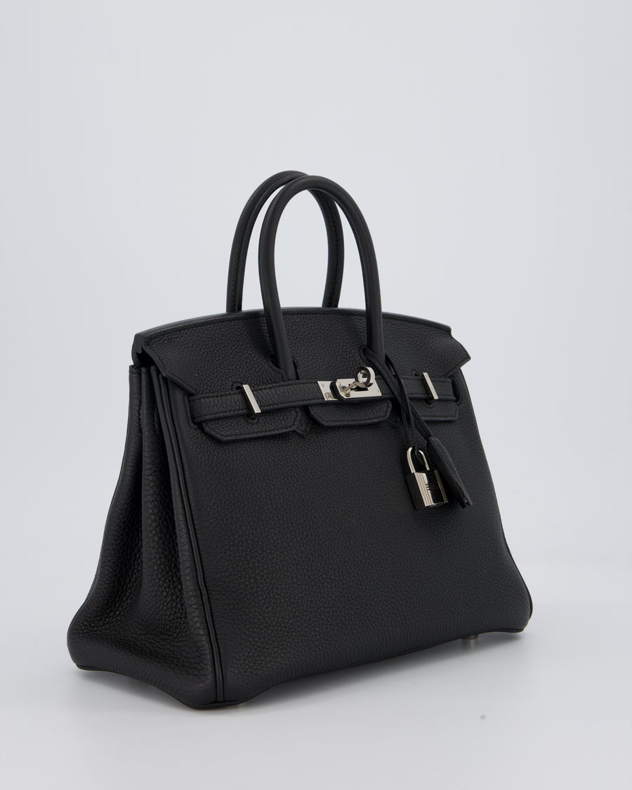 Hermès Birkin 25 Retourne Bag in Noir Togo Leather with Palladium Hardware