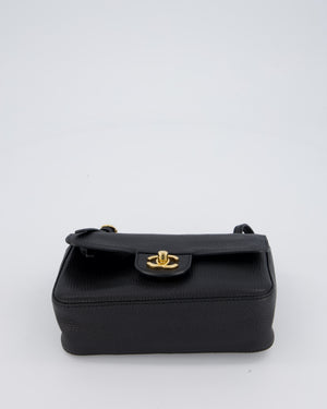 Chanel 26B Mini Flap Bag in Black Grained Calfskin Leather with Gold Hardware