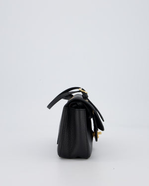 Chanel 26B Mini Flap Bag in Black Grained Calfskin Leather with Gold Hardware