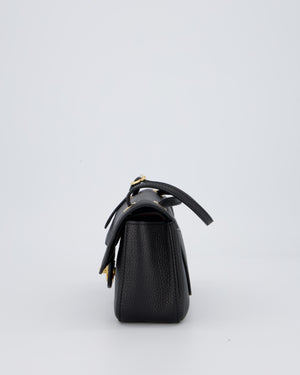 Chanel 26B Mini Flap Bag in Black Grained Calfskin Leather with Gold Hardware
