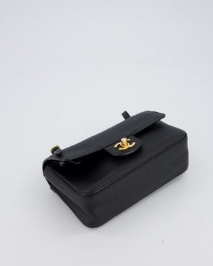 Chanel 26B Mini Flap Bag in Black Grained Calfskin Leather with Gold Hardware