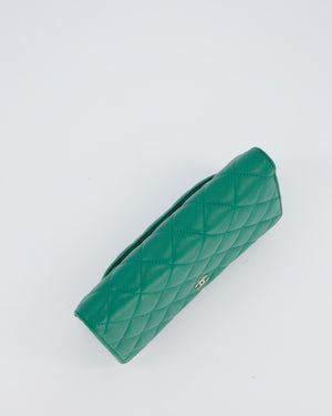 Chanel Green Wallet on Chain Bag with CC Logo in Lambskin Leather with Champagne Hardware