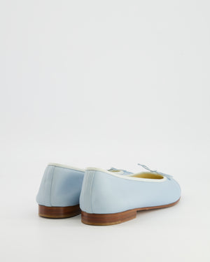 Chanel Baby Blue Leather Ballet Flats with CC Logo Detail Size EU 38.5