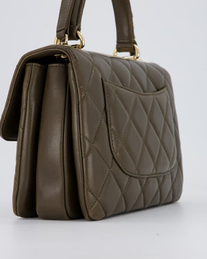Chanel Khaki Trendy Top Handle Bag in Lambskin Leather With Gold Hardware
