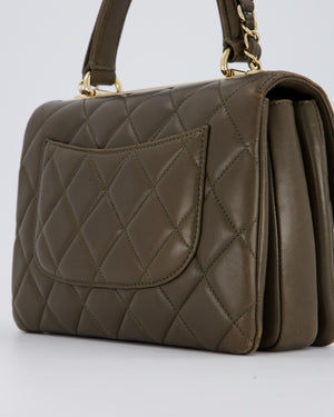 Chanel Khaki Trendy Top Handle Bag in Lambskin Leather With Gold Hardware