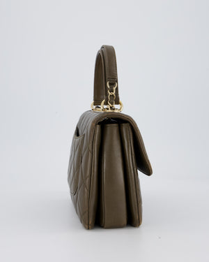 Chanel Khaki Trendy Top Handle Bag in Lambskin Leather With Gold Hardware