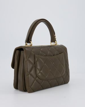 Chanel Khaki Trendy Top Handle Bag in Lambskin Leather With Gold Hardware