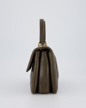 Chanel Khaki Trendy Top Handle Bag in Lambskin Leather With Gold Hardware