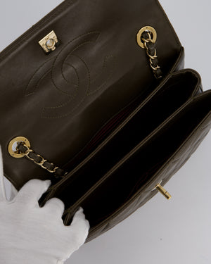 Chanel Khaki Trendy Top Handle Bag in Lambskin Leather With Gold Hardware