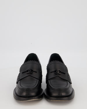 Chanel Black Leather Loafers with Black CC Logo Details Size EU 38