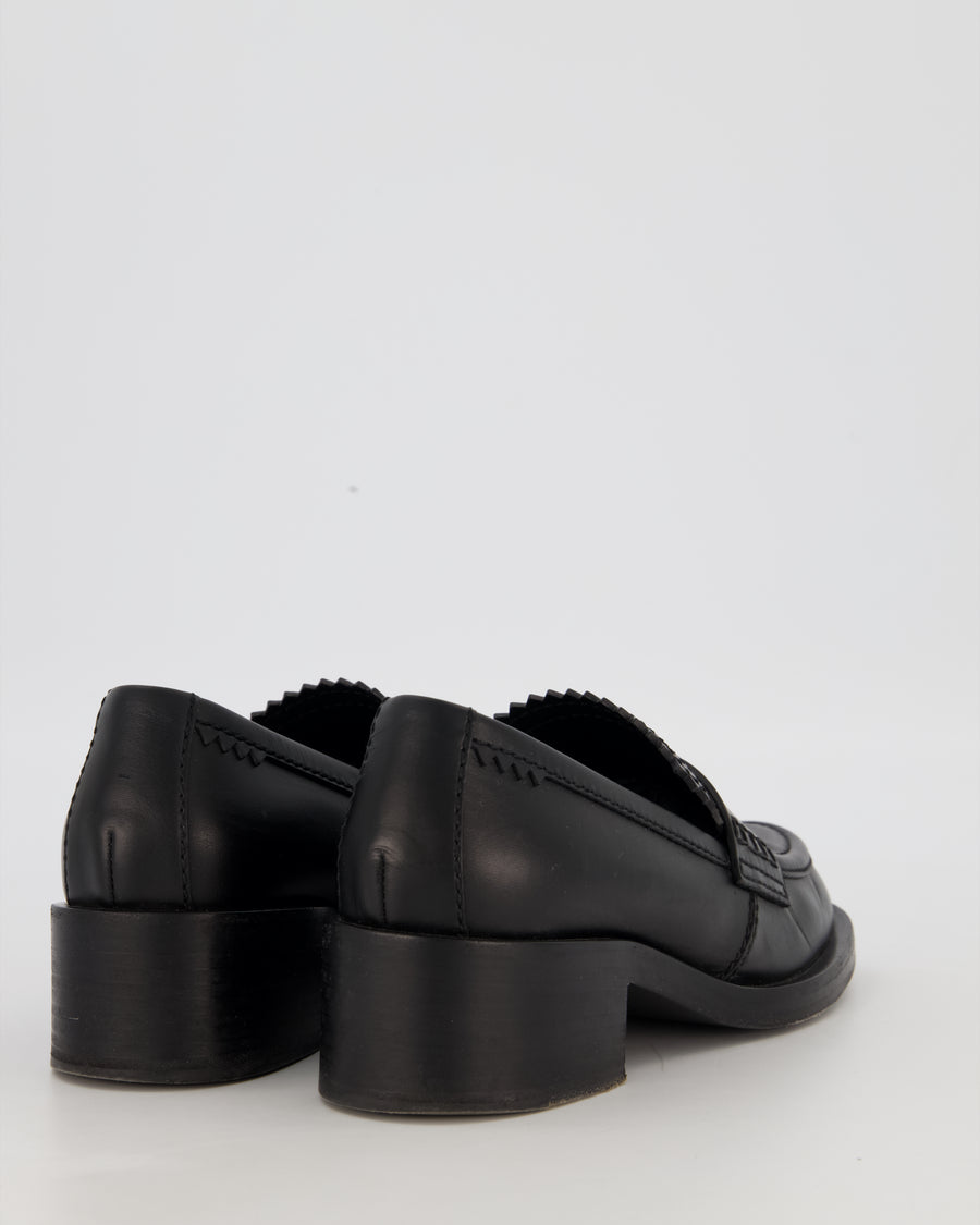 Chanel Black Leather Loafers with Black CC Logo Details Size EU 38
