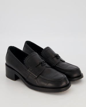 Chanel Black Leather Loafers with Black CC Logo Details Size EU 38