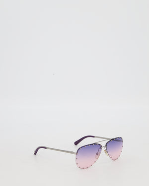 Louis Vuitton The Party Purple and Pink Sunglasses with Silver Stud Details