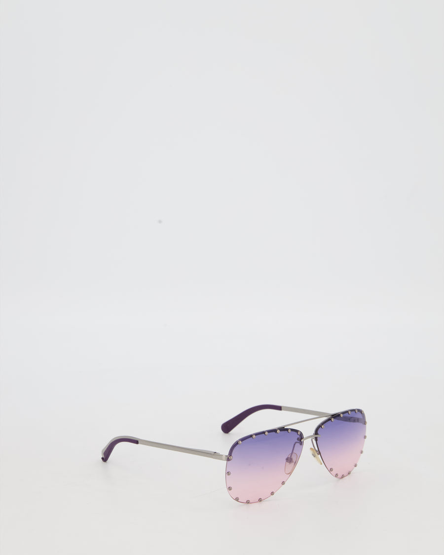 Louis Vuitton The Party Purple and Pink Sunglasses with Silver Stud Details