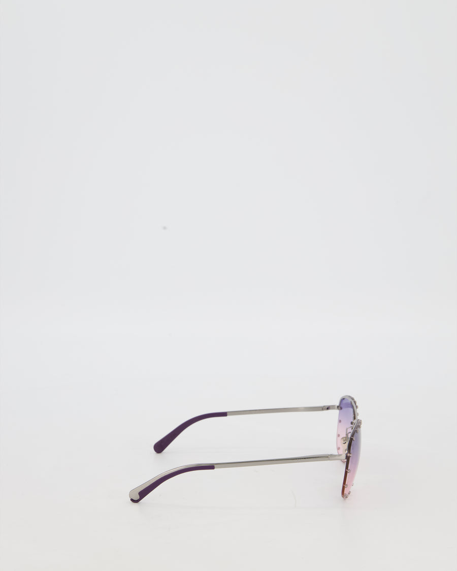 Louis Vuitton The Party Purple and Pink Sunglasses with Silver Stud Details
