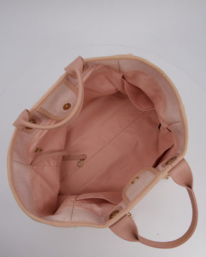 Chanel Large Deauville Canvas Tote in Baby Pink with Champagne Gold Hardware