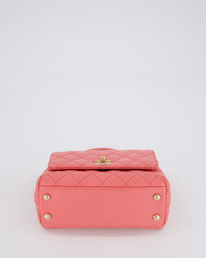 Chanel Mini Coco Top Handle Bag in Coral Caviar Leather with Champagne Gold Hardware