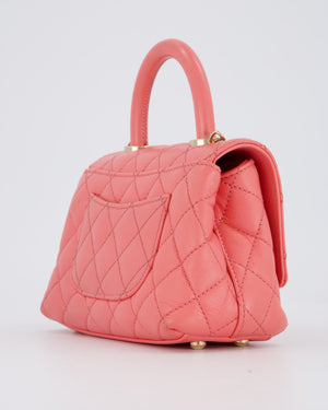 Chanel Mini Coco Top Handle Bag in Coral Caviar Leather with Champagne Gold Hardware