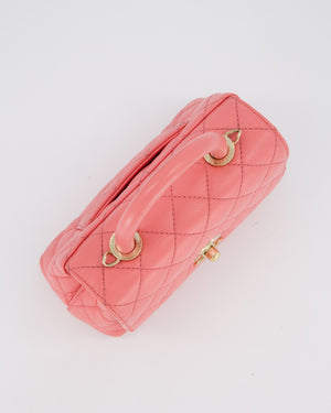 Chanel Mini Coco Top Handle Bag in Coral Caviar Leather with Champagne Gold Hardware