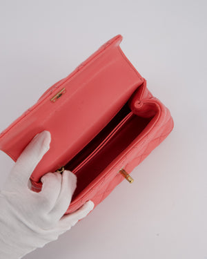 Chanel Mini Coco Top Handle Bag in Coral Caviar Leather with Champagne Gold Hardware