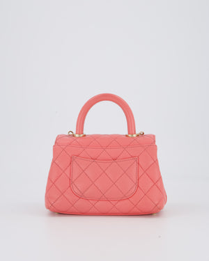 Chanel Mini Coco Top Handle Bag in Coral Caviar Leather with Champagne Gold Hardware