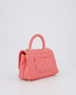 Chanel Mini Coco Top Handle Bag in Coral Caviar Leather with Champagne Gold Hardware
