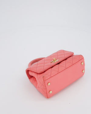 Chanel Mini Coco Top Handle Bag in Coral Caviar Leather with Champagne Gold Hardware
