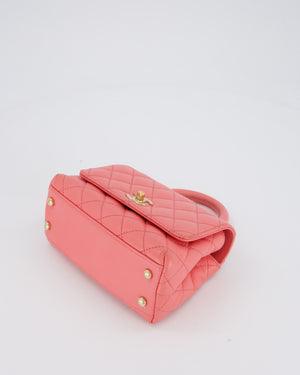 Chanel Mini Coco Top Handle Bag in Coral Caviar Leather with Champagne Gold Hardware