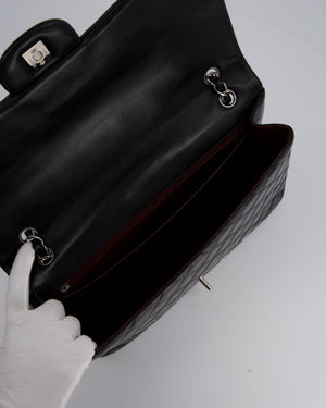 Chanel Black Maxi Single Flap Bag in Black Lambskin Leather with Silver Hardware