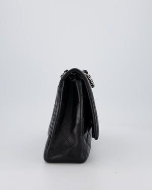 Chanel Black Maxi Single Flap Bag in Black Lambskin Leather with Silver Hardware