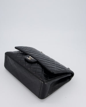 Chanel Black Maxi Single Flap Bag in Black Lambskin Leather with Silver Hardware