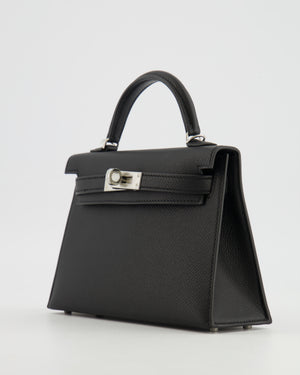 Hermès Mini Kelly II Bag in Noir Epsom Leather with Palladium Hardware