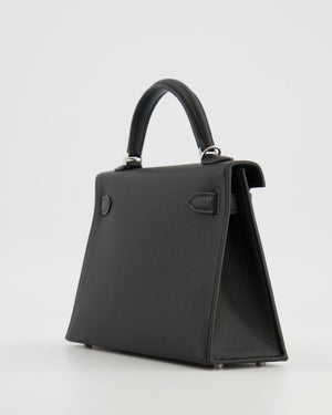 Hermès Mini Kelly II Bag in Noir Epsom Leather with Palladium Hardware